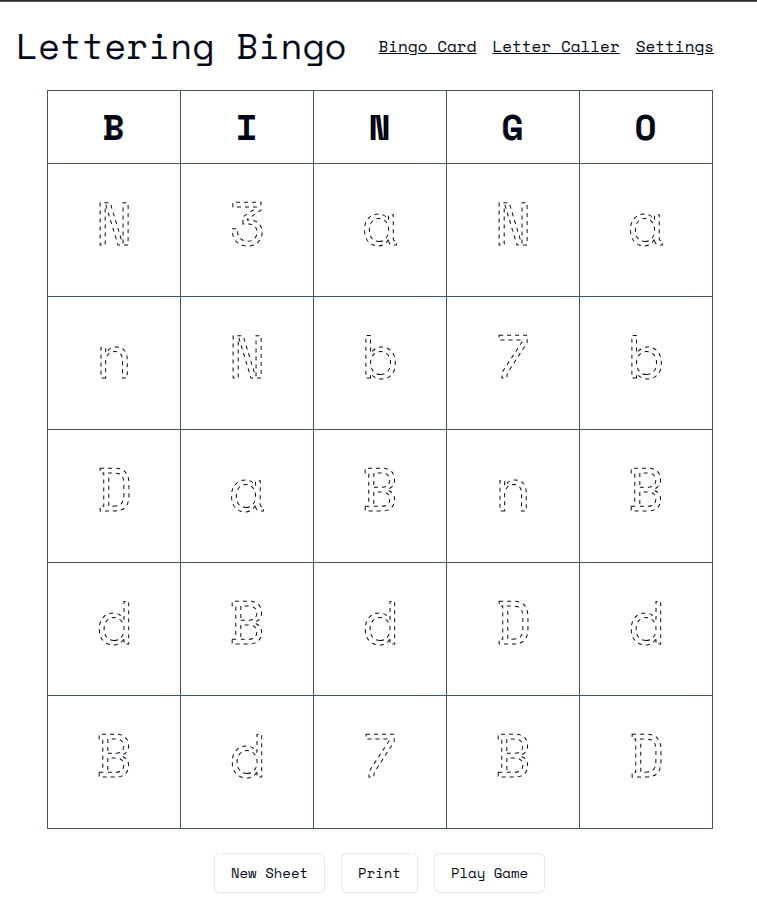 Letter BINGO